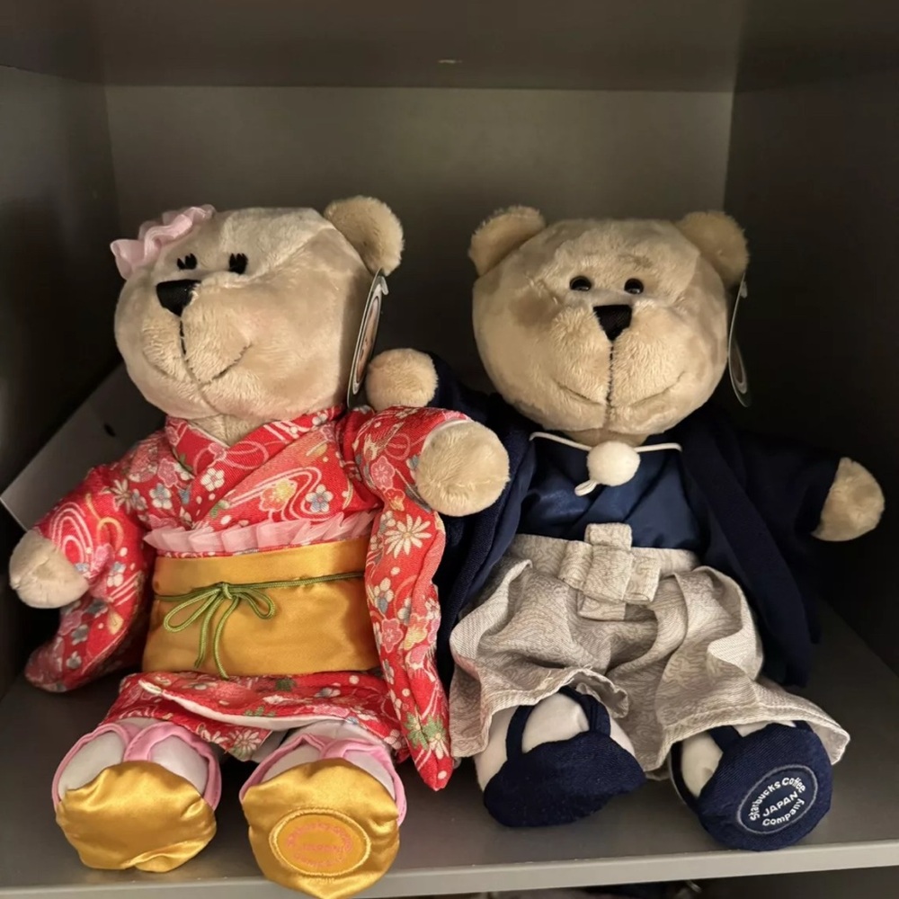 Starbucks Bearista Kimono Plush Doll Bear Set Stuffed Toy Japan 142th Edition